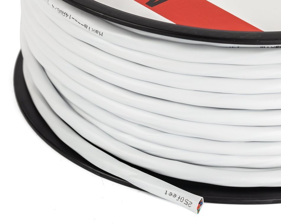 In Wall Speaker Wire | 100 Feet | 14AWG CL3 Rated 4-Conductor Wire White Oxygen Free Copper includes banana plugs... N26