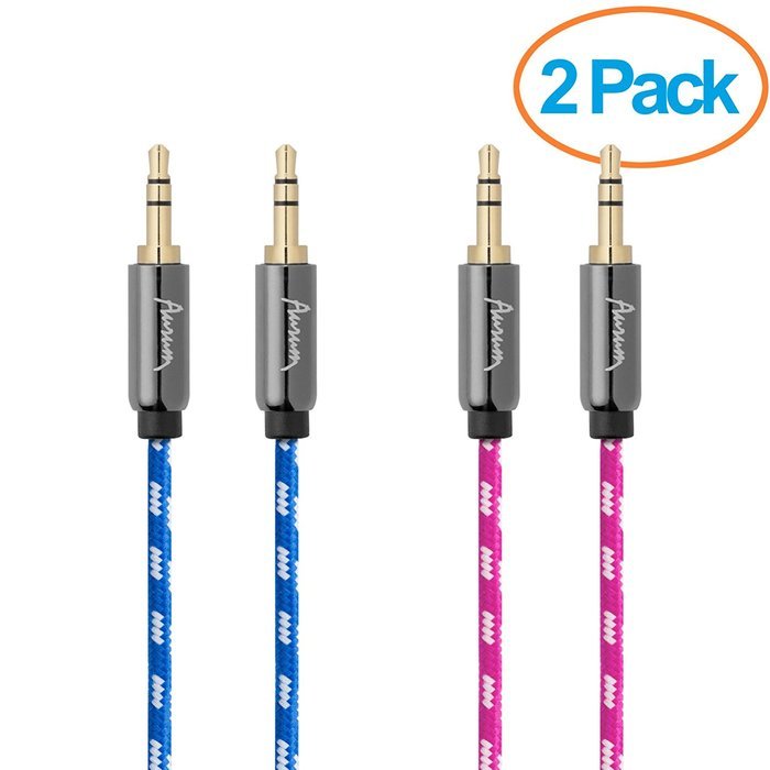Aurum Cables Male to Male 3.5mm Universal Gold Plated Auxiliary Audio Stereo Cable for iPhone, iPad, iPod, Kindle... N8