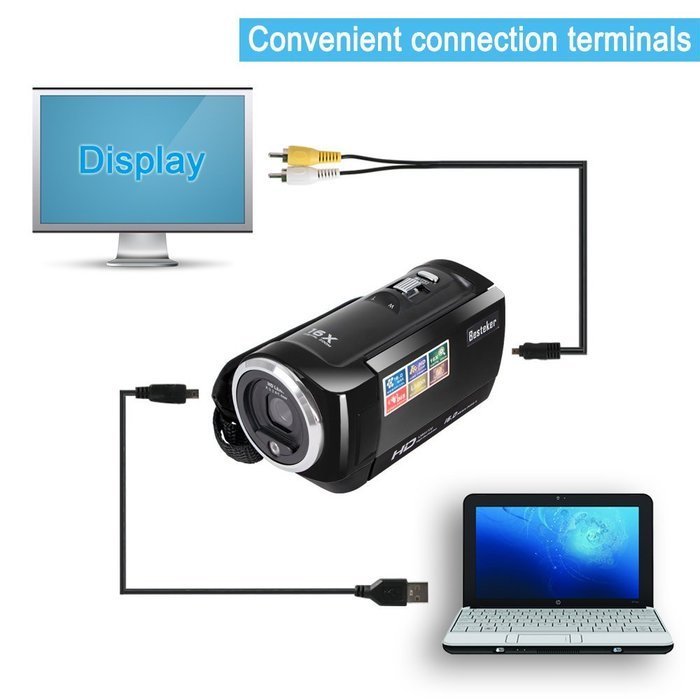 Camera Camcorders, Besteker Portable Digital Video Camcorder HD Max. 16.0 Megapixels 1280*720P DV 2.7 Inches TFT... N27