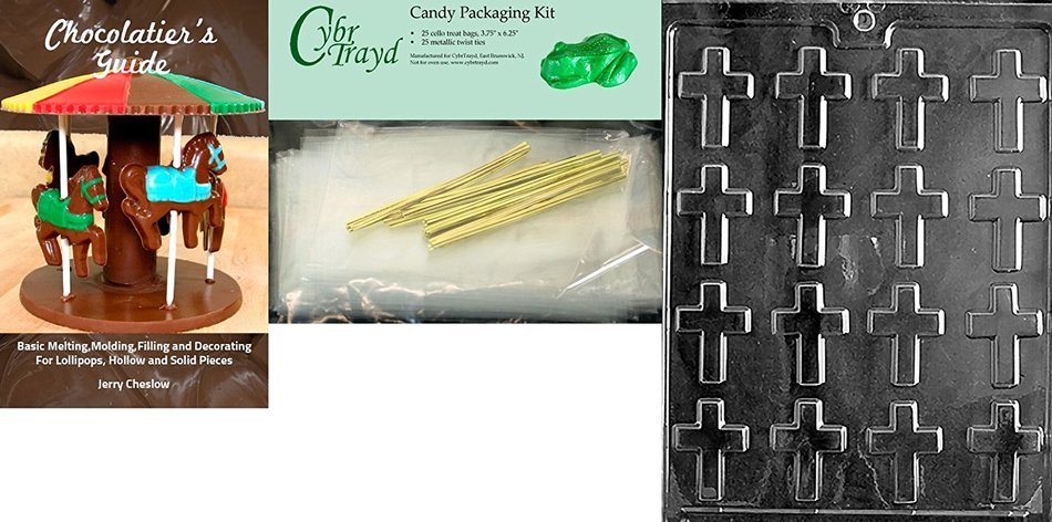 Cybrtrayd R004 Bite Size Crosses Chocolate Candy Mold with Exclusive Cybrtrayd Copyrighted Chocolate Molding Instructions... N2
