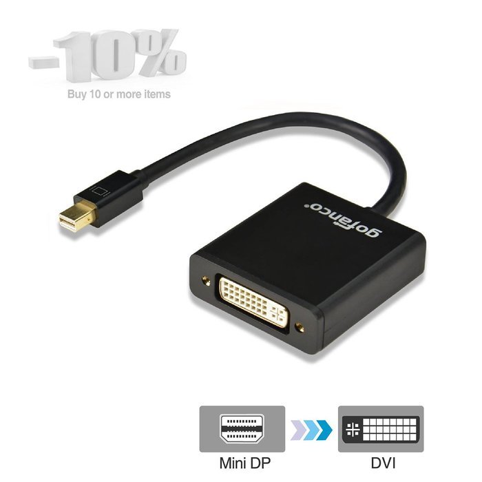 gofanco [5-pack] Gold Plated 6 Feet Mini DisplayPort to DVI Adapter Cable (Black) - Thunderbolt 2 Compatible for... N18