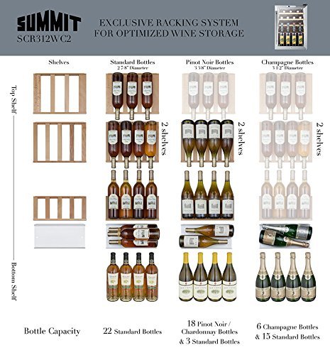 Summit SCR312LWC2 17" Wine Cellar with 22 Bottle Capacity Factory Installed Lock Professional Handle Wooden Shelving... N2