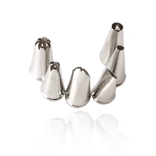Ecoolbuy 6PCS Cake Nozzle Tip Pudding Cookies Ice Cream Decorate Stainless Steel Set N5