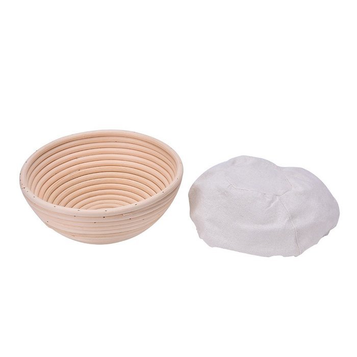 Supershopping 8 inch Bread Dough Proofing Basket Set with Free Linen Liner,Round Shape N2