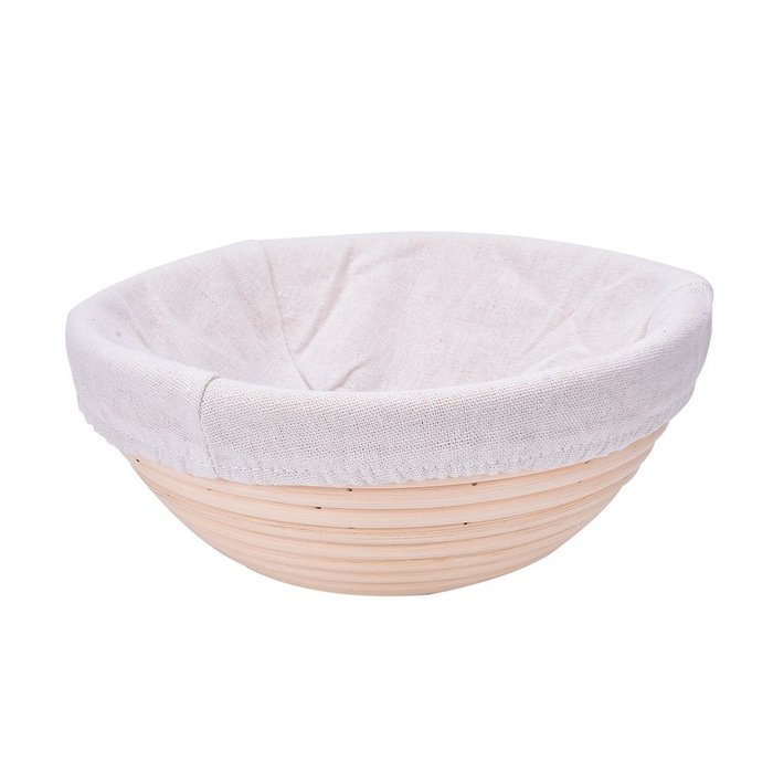 Supershopping 8 inch Bread Dough Proofing Basket Set with Free Linen Liner,Round Shape N3