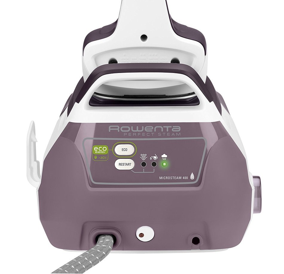 Rowenta DG8520 Perfect Steam 1800-Watt Eco Energy Steam Iron Station Stainless Steel Soleplate, 400-Hole, Purple N2