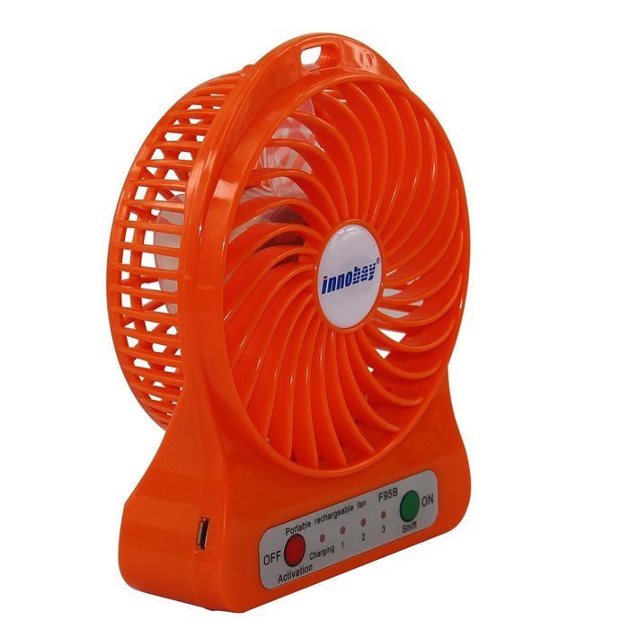 Innobay&reg; Mini Handy Portable Rechargeable Fan Operated by Built-in Lithium Battery, 7 blades, 4 Speeds of Air... N45