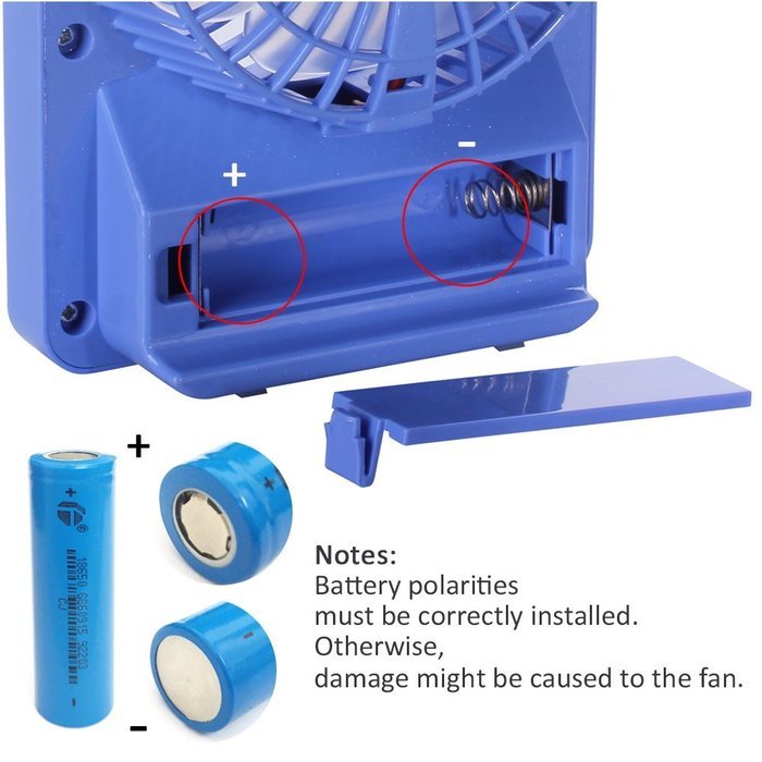 Battery Fan Mini USB Fan 3 Speed Rechargeable Table Fan with 18650
