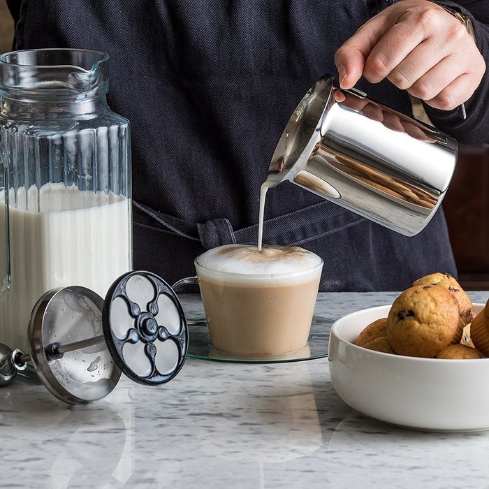 Milk Frother, Newtripod 400ML Stainless Steel Double Mesh Coffee Milk Foamer Cup