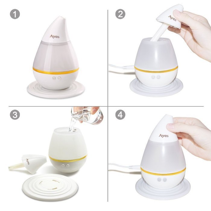 Ayes Water-drop Air Purifier/Ultrasonic Aroma Diffuser & Cool Mist USB Portable Humidifier Multi Use for Travel...