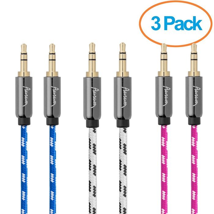 Aurum Cables Male to Male 3.5mm Universal Gold Plated Auxiliary Audio Stereo Cable for iPhone, iPad, iPod, Kindle... N13