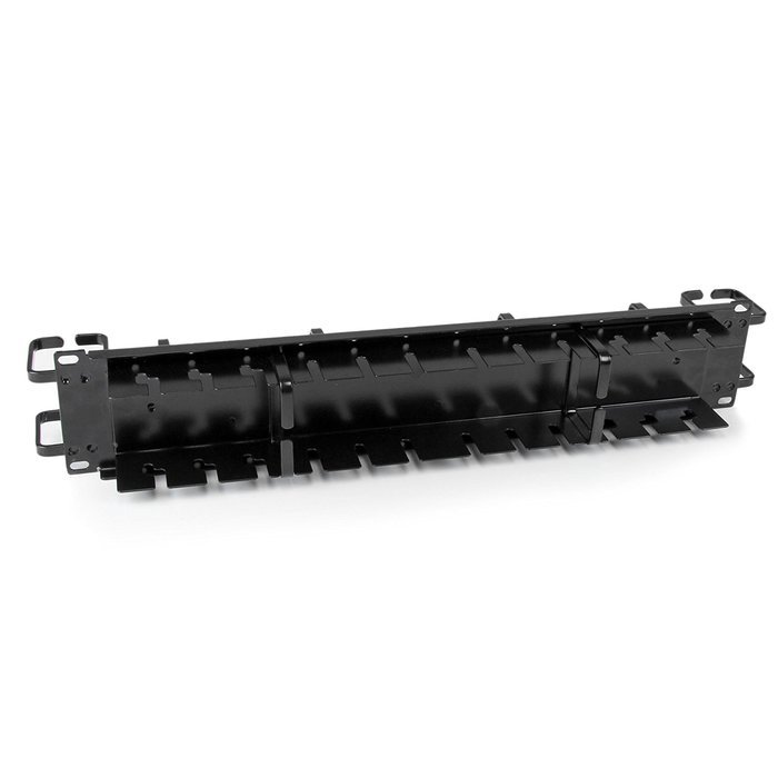 StarTech.com 2U Horizontal Finger Duct Rack Cable Management Panel with Cover CMDUCT2U Black N4