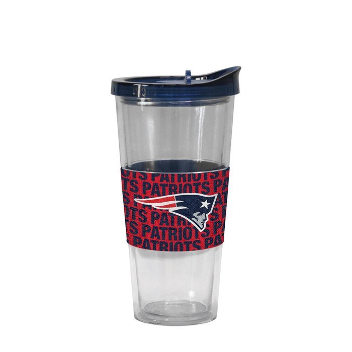 NFL New England Patriots Bold Slider Top Tumbler with Neoprene Sleeve, 22-ounce