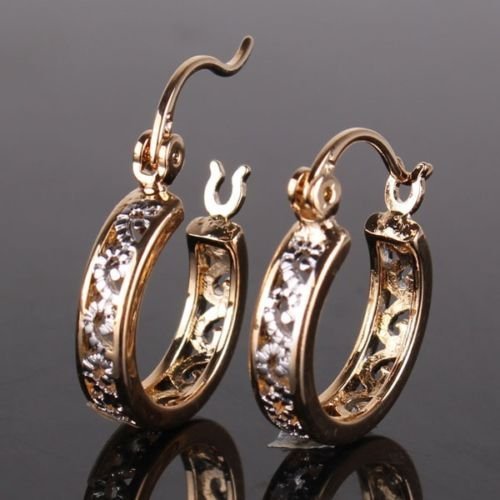 Hollow design engagement 18K Gold Platinum filled modish Huggie earring N3