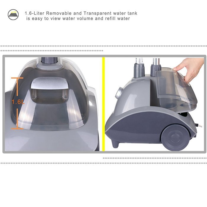 ZZ GS121-B High-Powered Standing Garment Steamer with Removable Wheel, 1500W, Black N6