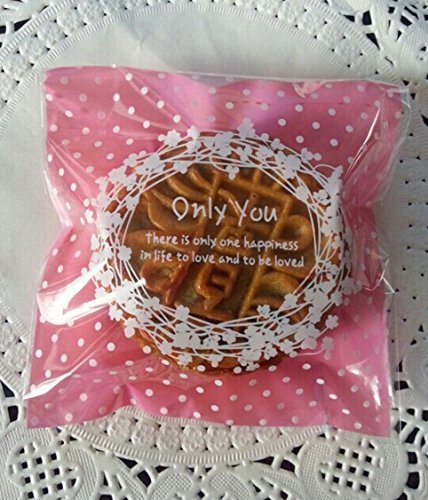 ONOR-Tech 100 PCS Lovely Cute OPP Self Adhesive Cookie Bakery Candy Biscuit Treat Gift Diy Plastic Bag (Flower) N3