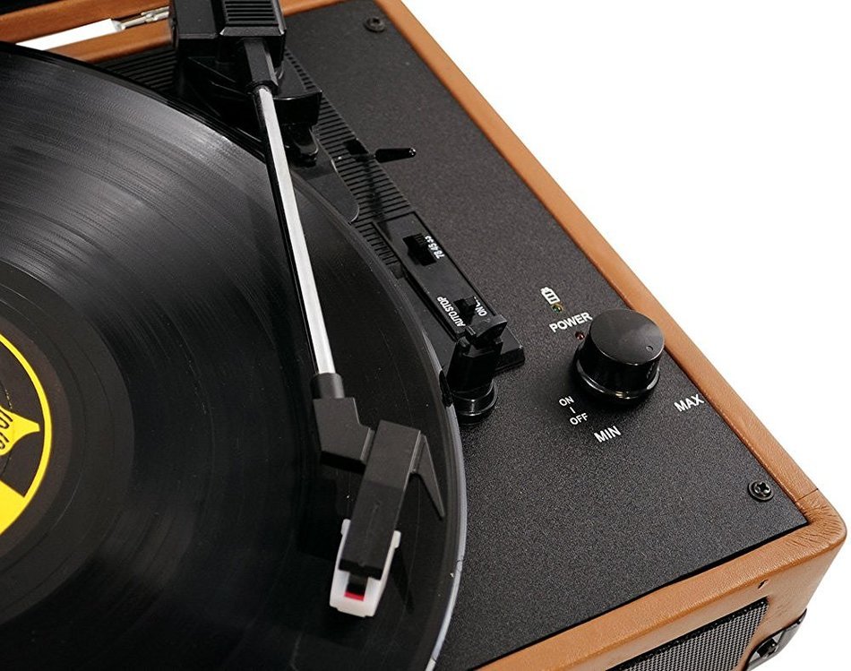 PYLE PVTT2UGR Retro Belt-Drive Turntable with USB-to-PC Connection with Built-In Rechargeable Battery (Gray) N6