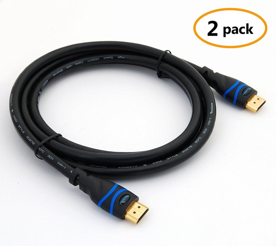 BlueRigger High Speed HDMI Cable with Ethernet 3 Feet (2-Pack) - Supports 3D and Audio Return [Latest Version]