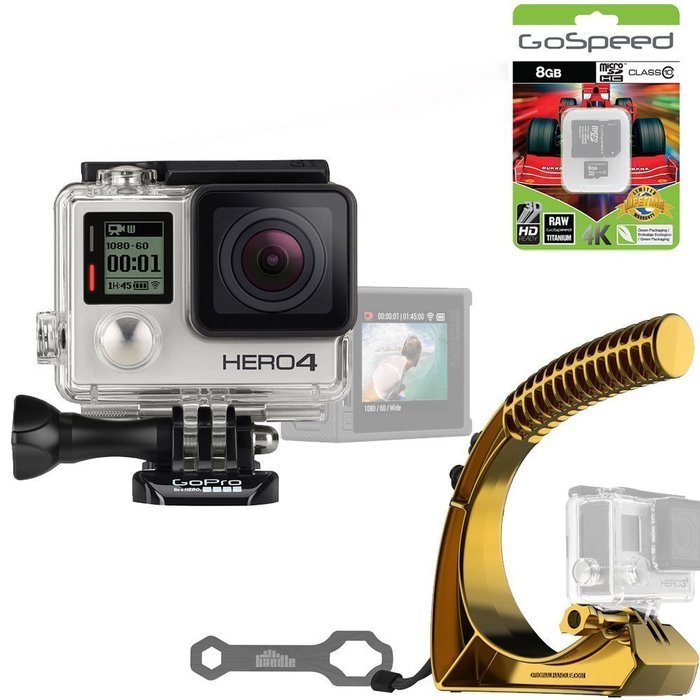 GoPro Hero4 Hero 4 12MP Full HD 4K 15fps 1080p 60fps Built-In Wi-Fi Waterproof Wearable Camera Silver Adventure... N30