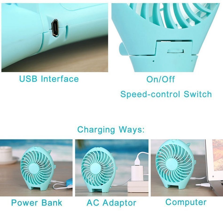 Niceshop Handfan Rechargeable Fans Portable Battery Fan USB Mini Foldable Personal Cooling with Umbrella Hanging... N4