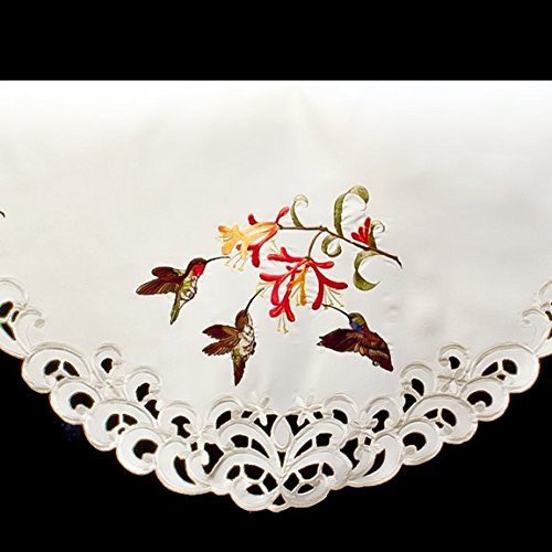 19" X 90" Wide Fireplace Mantel Scarf with Hummingbird and Hibiscus Flowers