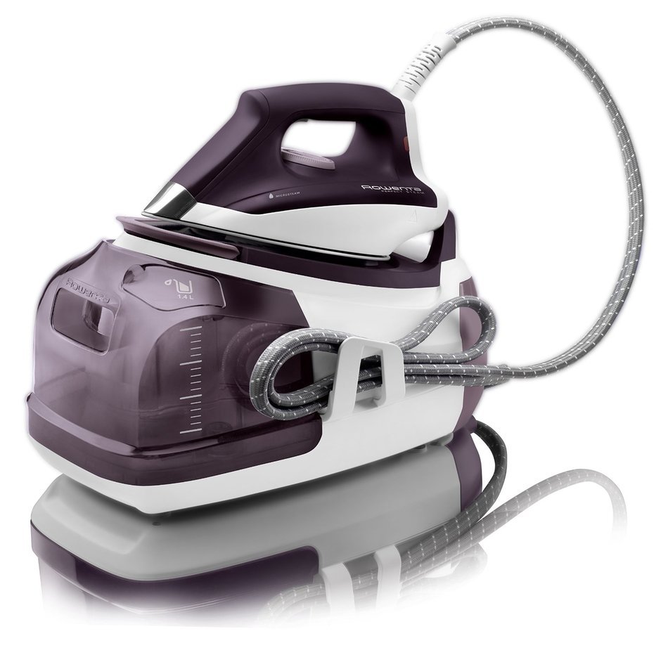Rowenta DG8520 Perfect Steam 1800-Watt Eco Energy Steam Iron Station Stainless Steel Soleplate, 400-Hole, Purple N5