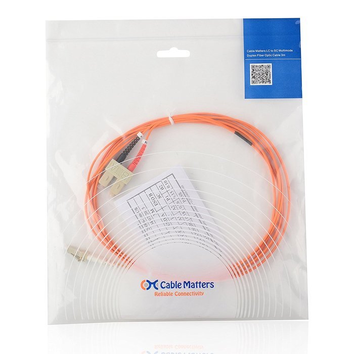 Cable Matters 10Gb 40Gb Multimode OM3 Duplex 50/125 OFNP Fiber Patch Cable LC to LC - 10m N72