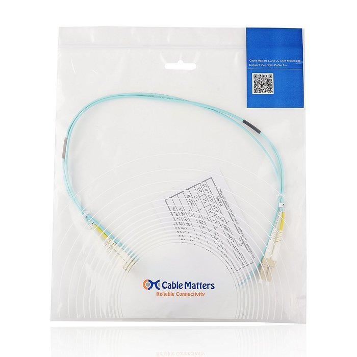 Cable Matters 10Gb 40Gb Multimode OM3 Duplex 50/125 OFNP Fiber Patch Cable LC to LC - 10m N80