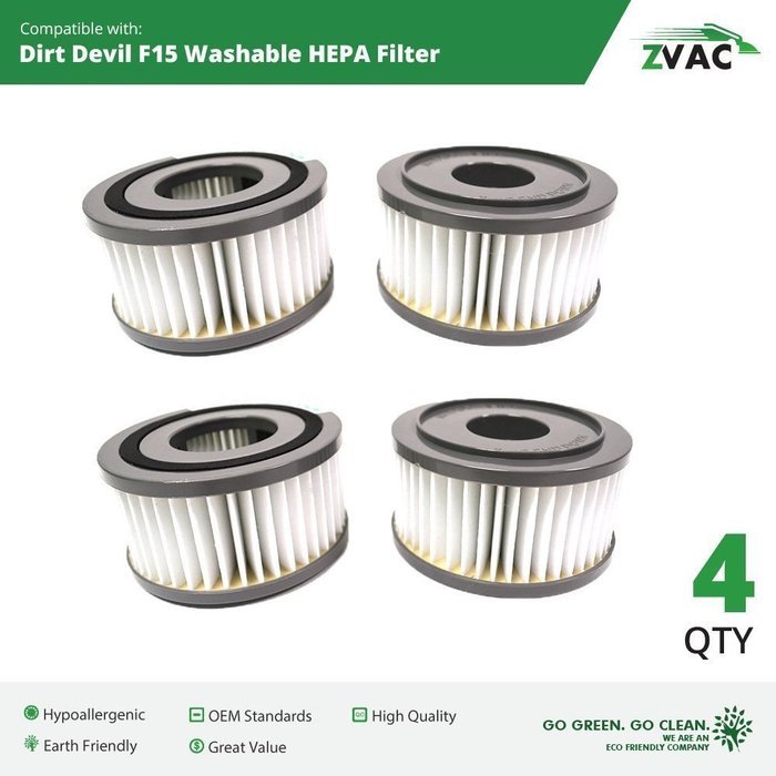 Dirt Devil F15 Washable HEPA Filter - 2 Pack - Fits all Dirt Devil Quick Vac Models - Similar to part # 1-SS0150... N4