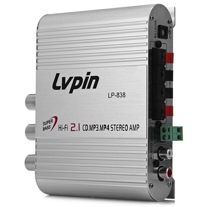 Wesel 12V Lvpin LP-838 Hi-Fi 2.1 Mini Car Motorbike Motorcycle Computer Power Amplifier Player Home CD MP3 MP4... N2