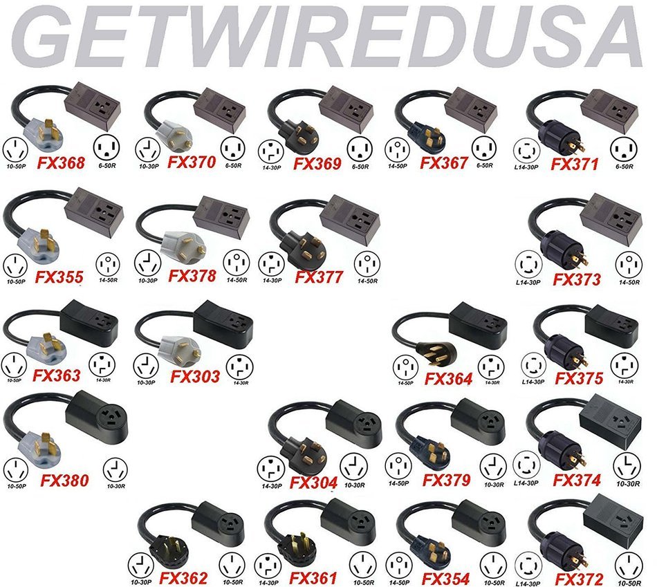 getwiredusa FX303. NEW FEMALE 14-30R 4-PRONG RECEPTACLE to OLD MALE 10-30P 3-PIN PLUG, DRYER CORD ADAPTER, 220... N2