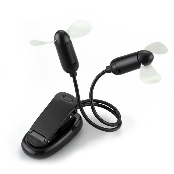 Music Sheet Stand Clip-on Portable Mini Dual Cooling Fan Black
