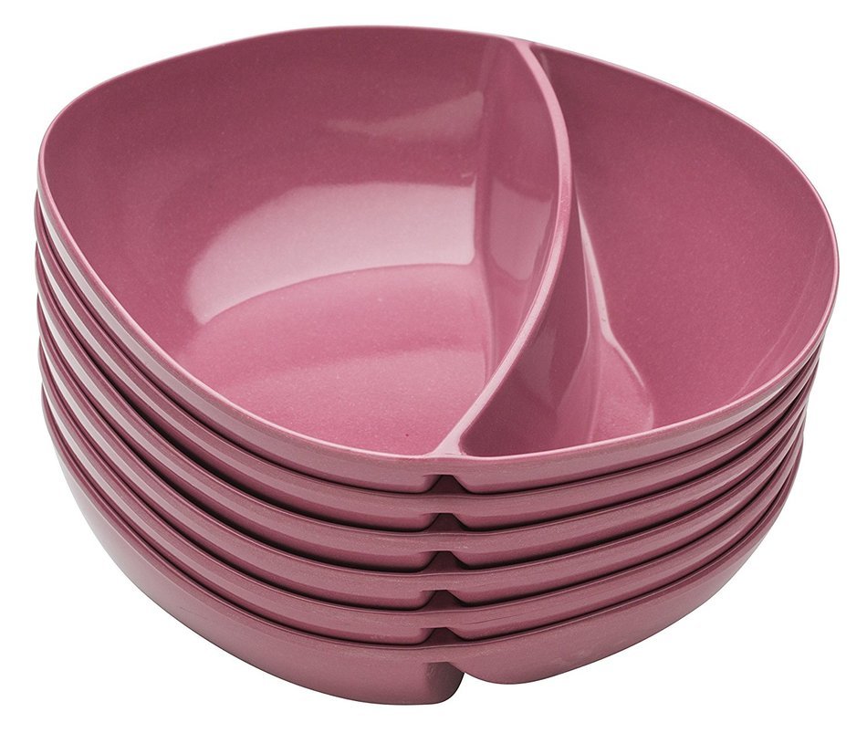 Zak! Designs Moso Divided Plate, 100% Natural Materials and BPA-free, 10.5", Rye, Set of 6 N2