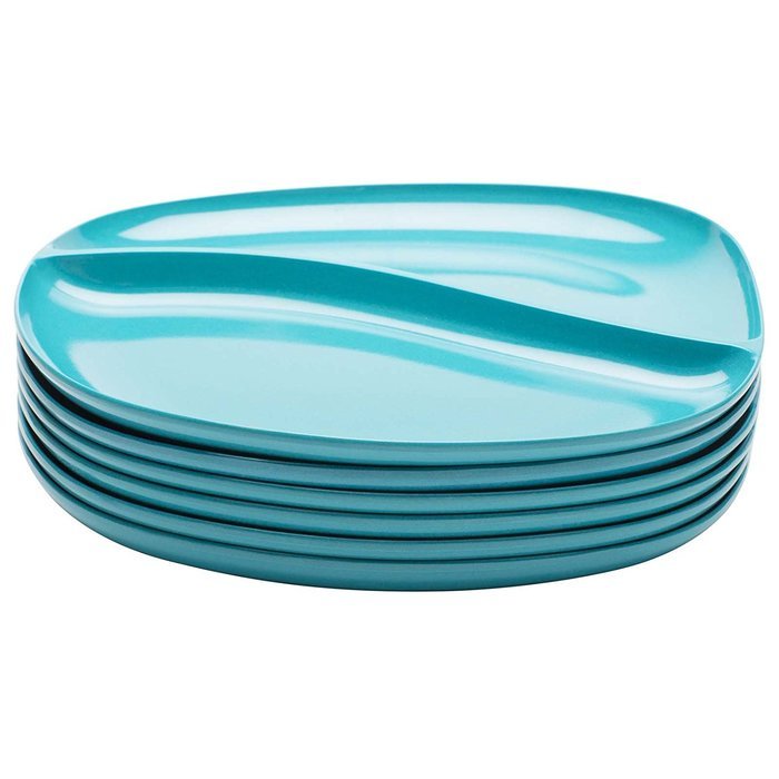 Zak! Designs Moso Divided Plate, 100% Natural Materials and BPA-free, 10.5", Rye, Set of 6 N5