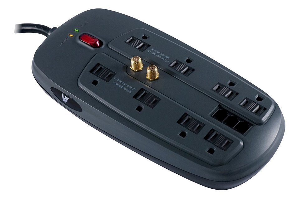 V7 SA0706B-8N6 Home/Office Surge Protector (7 Outlets, EMI-/RFI-Filter, Low profile wall plug, keyhole mounting... N12