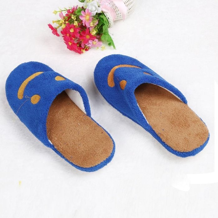 AutumnFall Lovely Smile Cozy Cotton Knitted Anti-slip House Slippers (40, Blue)