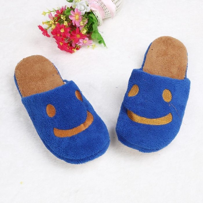 AutumnFall Lovely Smile Cozy Cotton Knitted Anti-slip House Slippers (40, Blue) N2