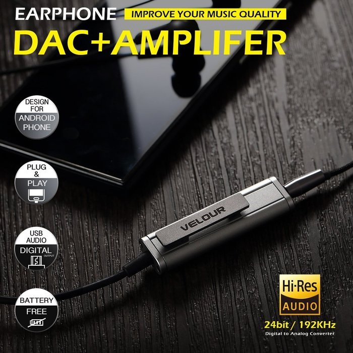 VELOUR YW-300 Battery free Micro-USB DAC Headphone Amplifier Audio Portable Earphone for android phone Black