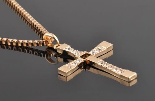 THE FAST & The FURIOUS Dominic Toretto's CROSS PENDANT 26" Gold Necklace FASHION