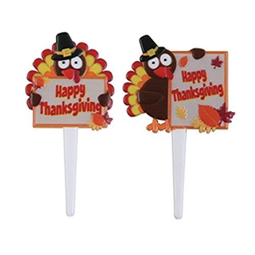 Happy Thanksgiving Turkey Cupcake Picks - 24 count