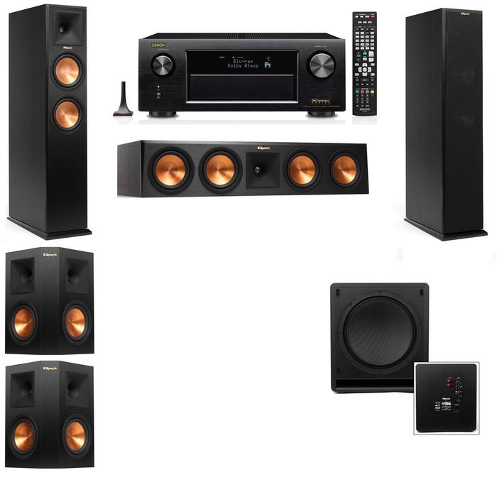 Klipsch RP-250F Tower Speakers-SW-112-5.1-Denon AVR-X3200W