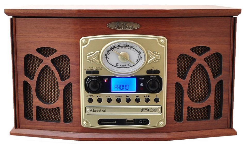 Pyle Home PTCDS7UIW Retro Vintage Turntable with CD/MP3/Casette/Radio/USB/SD, Aux-In and Vinyl-to-MP3 Encoding... N4