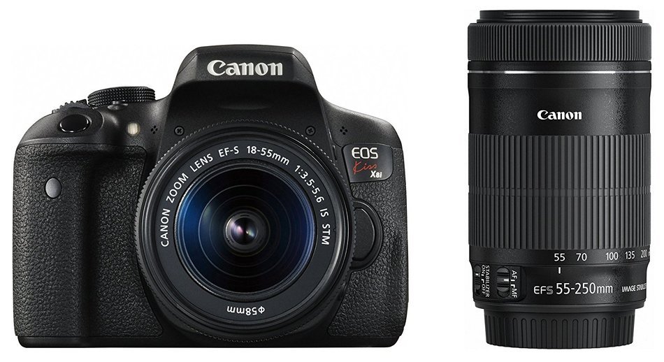 Canon SSLR Camera EOS Kiss X8i with EF-S 18-55mm and EF-S 55-250mm - International Version (No Warranty) N3