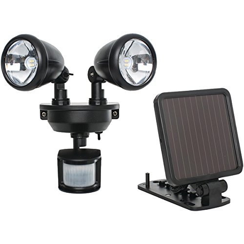New MAXSA INNOVATIONS 44215 Solar-Powered Dual-Head LED Security Spotlight (Black)