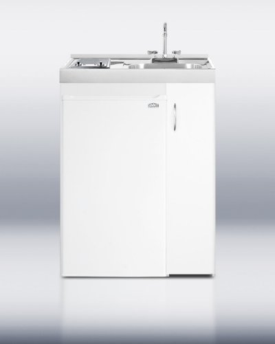 Summit C301GLASS: 30 inch wide All-In-One Combination Kitchen with two smoothtop electric burners, manual defrost... N2