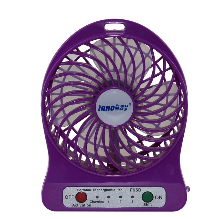 Innobay&reg; Mini Handy Portable Rechargeable Fan Operated by Built-in Lithium Battery, 7 blades, 4 Speeds of Air... N65