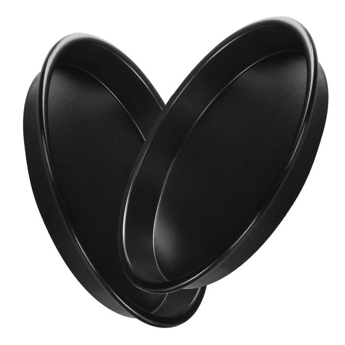 2 Packs Pizza Tray Pan Baking Platters Non-Stick Black Aluminum Alloy,1 Deep Dish,1 Shallow Dish,11"
