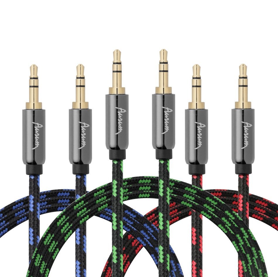 Aurum Cables Male to Male 3.5mm Universal Gold Plated Auxiliary Audio Stereo Cable for iPhone, iPad, iPod, Kindle... N16