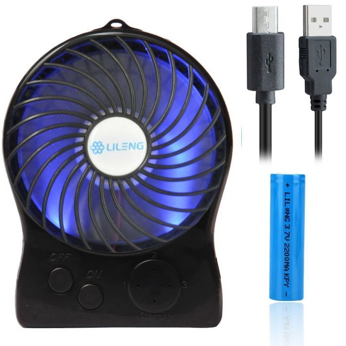 iKKEGOL Mini Portable Wireless Rechargeable Super Strong Wind Fluorescence Cooling Desk Fan - 3 Mode Wind Speed... N5