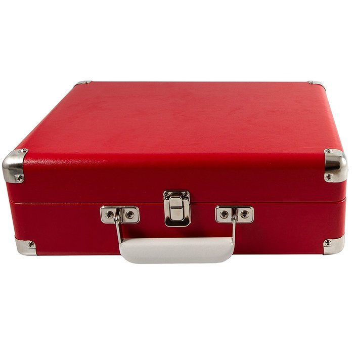 GPO Attache Briefcase Style 3-Speed Portable Vinyl Turntable with Built-in Stereo Speakers and USB Stick for Recording... N18